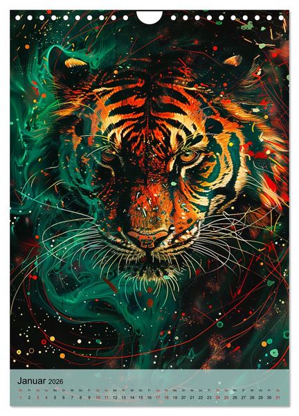 Produktbild: Raubkatzen - Geschmeidige J&auml;ger im Neonlicht (Wandkalender 2026 DIN A4 hoch), CALVENDO Monatskalender