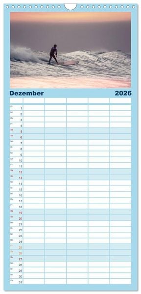 Produktbild: Familienplaner 2026 - Surfen - so cool mit 5 Spalten (Wandkalender, 21 x 45 cm) CALVENDO