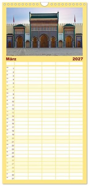 Produktbild: Familienplaner 2027 - Marokko, ein lebendiges Mosaik voller Farben. mit 5 Spalten (Wandkalender, 21 x 45 cm) CALVENDO