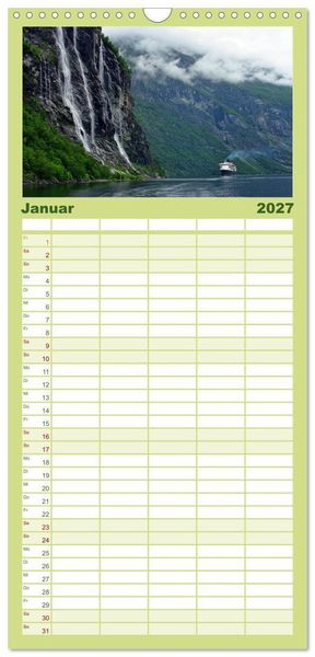 Produktbild: Familienplaner 2027 - Norwegen PUR mit 5 Spalten (Wandkalender, 21 x 45 cm) CALVENDO