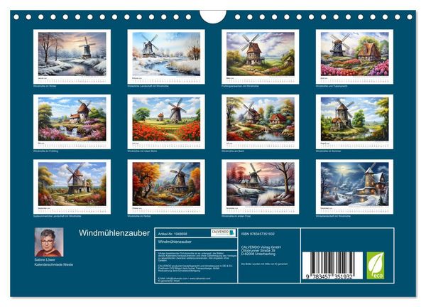 Produktbild: Windm&uuml;hlenzauber (Wandkalender 2026 DIN A4 quer), CALVENDO Monatskalender