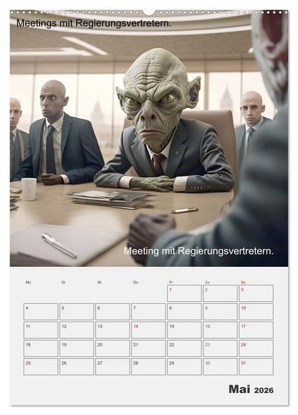 Produktbild: Aliens sind gelandet. Wie k&ouml;nnte diese Zukunftsvision f&uuml;r uns Menschen aussehen? (Wandkalender 2026 DIN A2 hoch), CALVENDO Monatskalender
