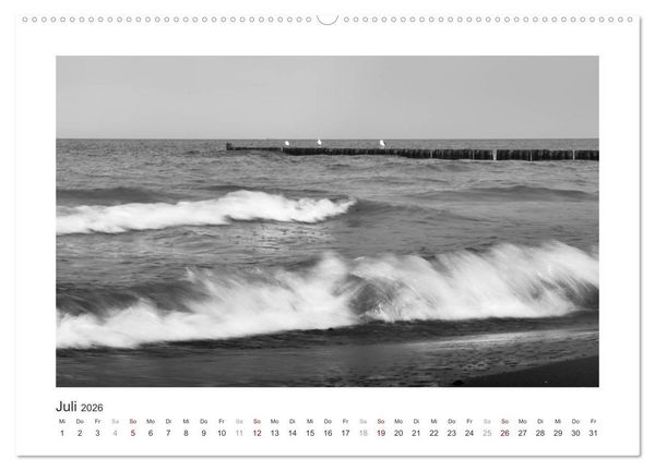 Produktbild: Monochrom Meer (Wandkalender 2026 DIN A2 quer), CALVENDO Monatskalender