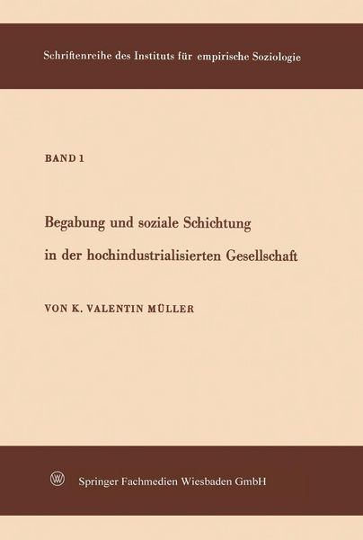 Produktbild: Begabung und soziale Schichtung in der hochindustrialisierten Gesellschaft