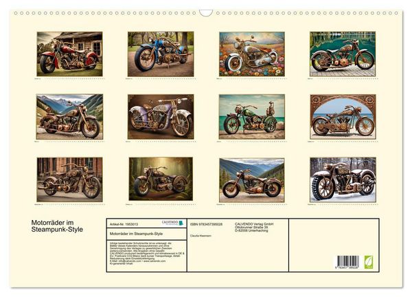Produktbild: Motorr&auml;der im Steampunk-Style (Wandkalender 2026 DIN A2 quer), CALVENDO Monatskalender