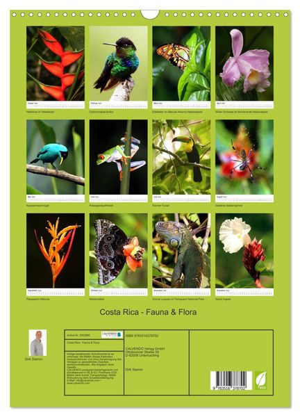 Produktbild: Costa Rica - Fauna & Flora (Wandkalender 2026 DIN A3 hoch), CALVENDO Monatskalender