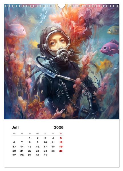 Produktbild: Tauchen im ewigen Blau. Eine Aquarell-Reise in die Tiefen der Meere (Wandkalender 2026 DIN A3 hoch), CALVENDO Monatskalender