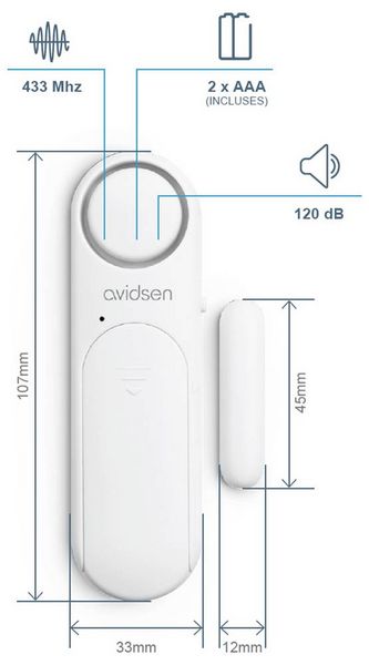 Produktbild: Avidsen T&uuml;r-/Fensteralarm Wei&szlig; Set 120 dB 100023