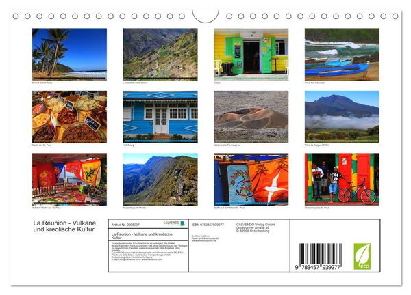 Produktbild: La R&eacute;union - Vulkane und kreolische Kultur (Wandkalender 2026 DIN A4 quer), CALVENDO Monatskalender
