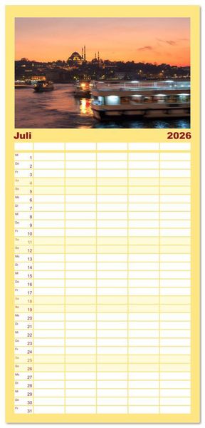 Produktbild: Familienplaner 2026 - Istanbul - Lebendige Metropole voller Geschichte und Pracht mit 5 Spalten (Wandkalender, 21 x 45 cm) CALVENDO