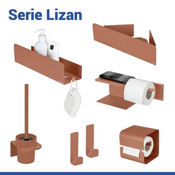 Produktbild: Turbo-Loc&reg; WC-Garnitur Mod. Lizan Braun, mit Silikon-B&uuml;rstenkopf, Befestigen ohne Bohren