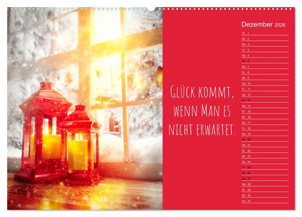 Produktbild: Eine Portion Gl&uuml;ck - Motivationskalender f&uuml;rs ganze Jahr (hochwertiger Premium Wandkalender 2026 DIN A2 quer), Kunstdruck in Hochglanz