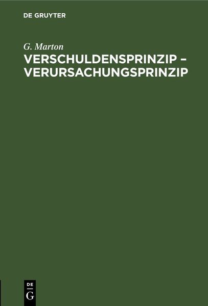 Produktbild: Verschuldensprinzip &ndash; Verursachungsprinzip