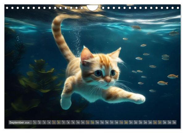 Produktbild: Cats underwater (Wall Calendar 2026 DIN A4 landscape), CALVENDO 12 Month Wall Calendar