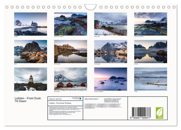 Produktbild: Lofoten - From Dusk Till Dawn (Wandkalender 2026 DIN A4 quer), CALVENDO Monatskalender