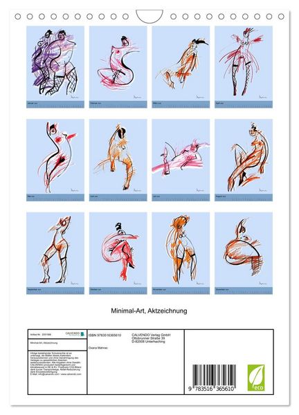 Produktbild: Minimal-Art, Aktzeichnung (Wandkalender 2026 DIN A4 hoch), CALVENDO Monatskalender