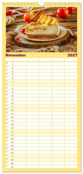 Produktbild: Familienplaner 2027 - K&auml;sekuchen Kalender - K&ouml;stliche Dessertmomente mit 5 Spalten (Wandkalender, 21 x 45 cm) CALVENDO