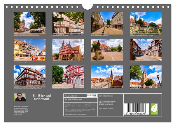 Produktbild: Ein Blick auf Duderstadt (Wandkalender 2026 DIN A4 quer), CALVENDO Monatskalender