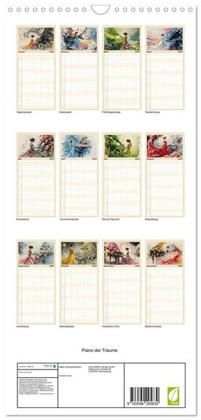 Produktbild: Familienplaner 2027 - Piano der Tr&auml;ume mit 5 Spalten (Wandkalender, 21 x 45 cm) CALVENDO