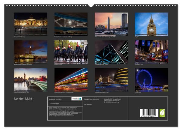 Produktbild: London Light (hochwertiger Premium Wandkalender 2026 DIN A2 quer), Kunstdruck in Hochglanz