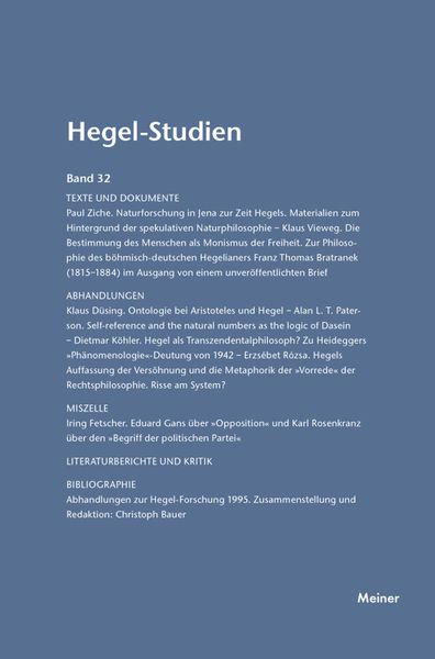 Hegel-Studien Band 32, Taschenbuch von , Meiner, F, 9783787314966