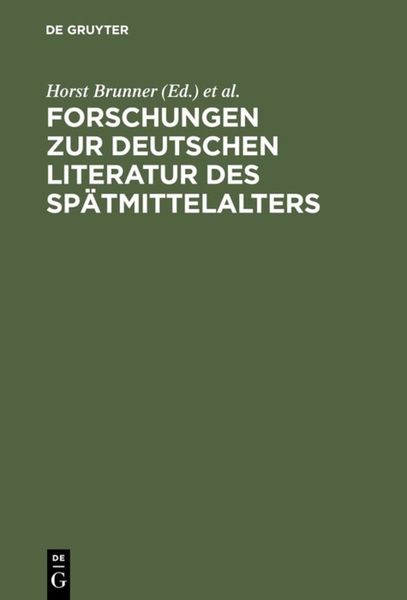 Produktbild: Forschungen zur deutschen Literatur des Sp&auml;tmittelalters