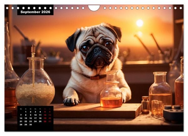 Produktbild: Mopszauber - S&uuml;&szlig;e M&ouml;pse begleiten durchs Jahr (Wandkalender 2026 DIN A4 quer), CALVENDO Monatskalender