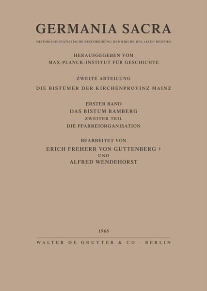 Produktbild: Das Bistum Bamberg. Teil 2: Die Pfarreiorganisation