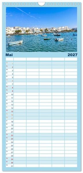 Produktbild: Familienplaner 2027 - Lanzarote - Wo die Vulkane die Landschaft formten mit 5 Spalten (Wandkalender, 21 x 45 cm) CALVENDO