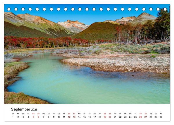 Produktbild: Patagonien, Tierra del Fuego: Am Rand der Welt (Tischkalender 2026 DIN A5 quer), CALVENDO Monatskalender