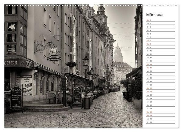 Produktbild: Dresden Schwarz-Wei&szlig; (Wandkalender 2026 DIN A2 quer), CALVENDO Monatskalender