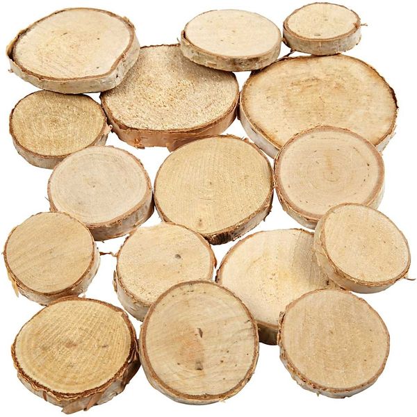 Produktbild: Creativ Company Holzscheiben - Sortiment, D 25-45 mm, Dicke 7 mm, 600 g