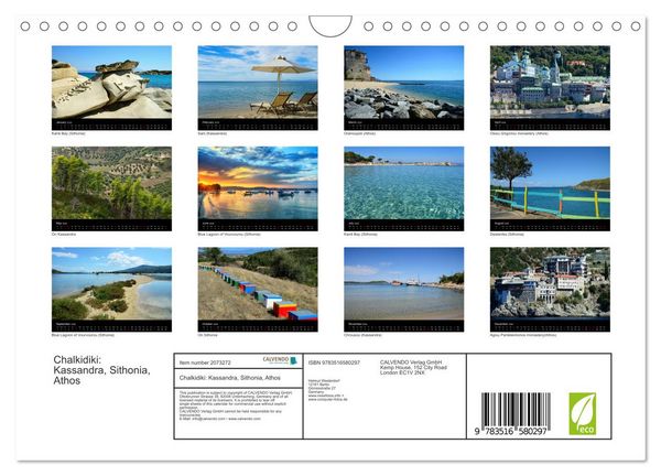 Produktbild: Chalkidiki: Kassandra, Sithonia, Athos (Wall Calendar 2026 DIN A4 landscape), CALVENDO 12 Month Wall Calendar
