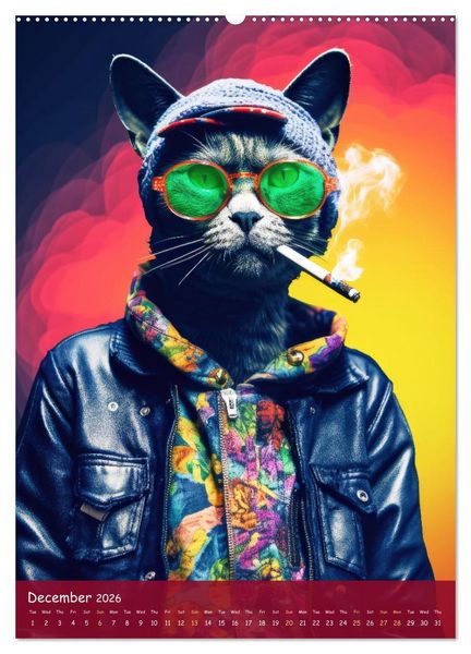 Produktbild: Crazy gangster cats (Wall Calendar 2026 DIN A2 portrait), CALVENDO 12 Month Wall Calendar