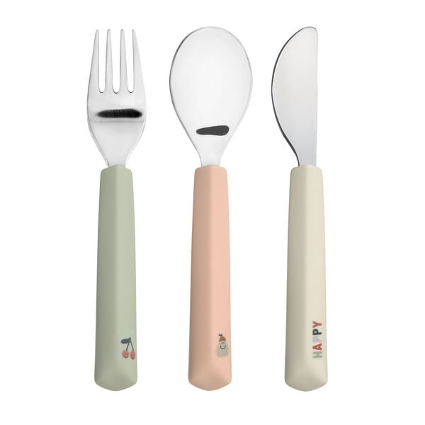 Produktbild: Cutlery with Silicone Handle 3 pcs Happy Fruits