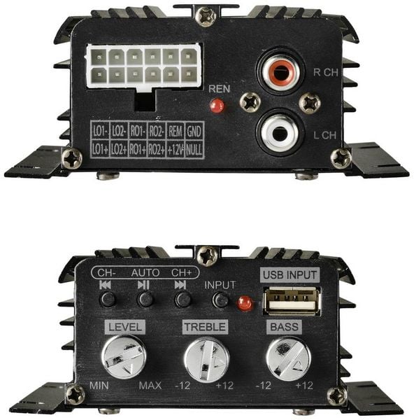 Produktbild: Renkforce RF-CMP-204 4-Kanal Endstufe 200 W Bluetooth&reg;-/USB-Audiowiedergabe, Lautst&auml;rke-/Bass-/H&ouml;hen-Regelung