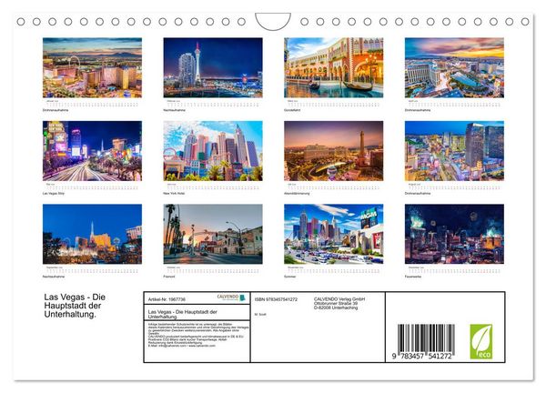 Produktbild: Las Vegas - Die Hauptstadt der Unterhaltung. (Wandkalender 2026 DIN A4 quer), CALVENDO Monatskalender