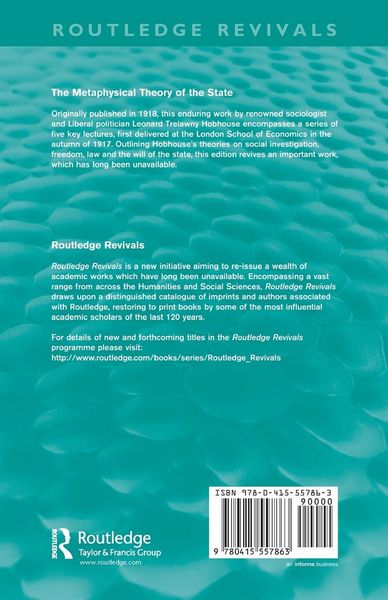Produktbild: The Metaphysical Theory of the State (Routledge Revivals)