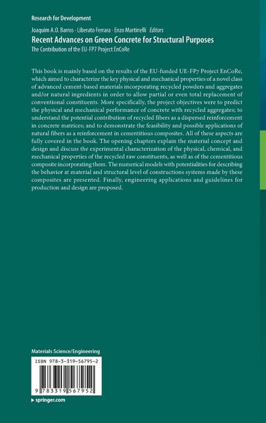 Produktbild: Recent Advances on Green Concrete for Structural Purposes