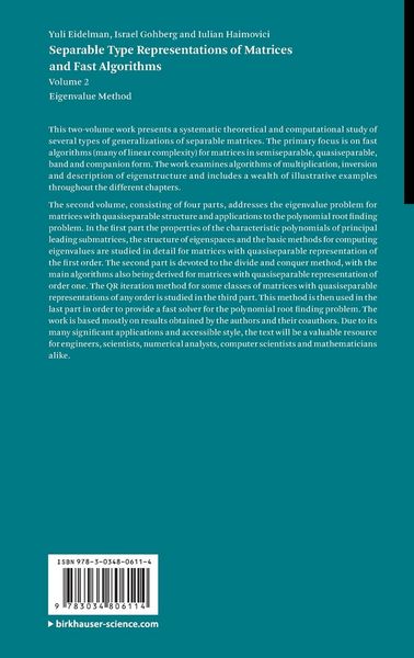 Produktbild: Separable Type Representations of Matrices and Fast Algorithms