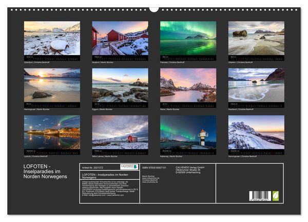 Produktbild: LOFOTEN - Inselparadies im Norden Norwegens (Wandkalender 2026 DIN A2 quer), CALVENDO Monatskalender