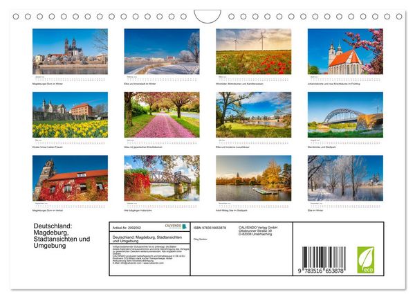 Produktbild: Deutschland: Magdeburg, Stadtansichten und Umgebung (Wandkalender 2026 DIN A4 quer), CALVENDO Monatskalender