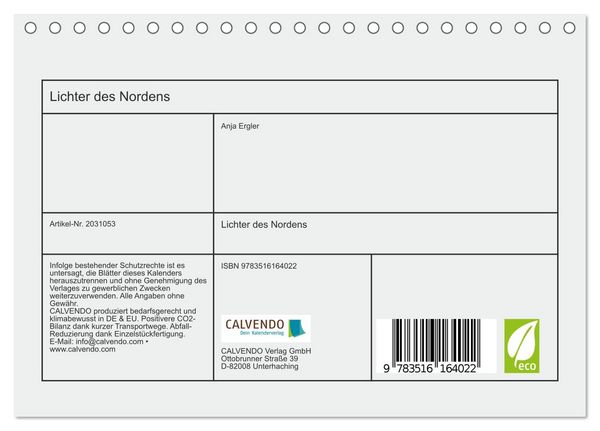 Produktbild: Lichter des Nordens (Tischkalender 2026 DIN A5 quer), CALVENDO Monatskalender
