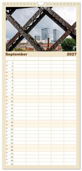 Produktbild: Familienplaner 2027 - Faszination Manchester mit 5 Spalten (Wandkalender, 21 x 45 cm) CALVENDO