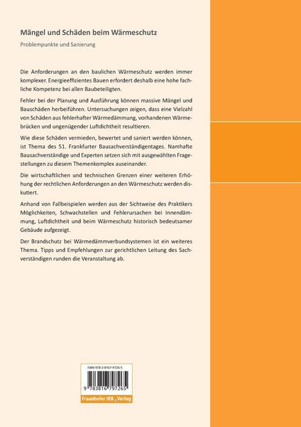 Produktbild: M&auml;ngel und Sch&auml;den beim W&auml;rmeschutz. Problempunkte und Sanierung