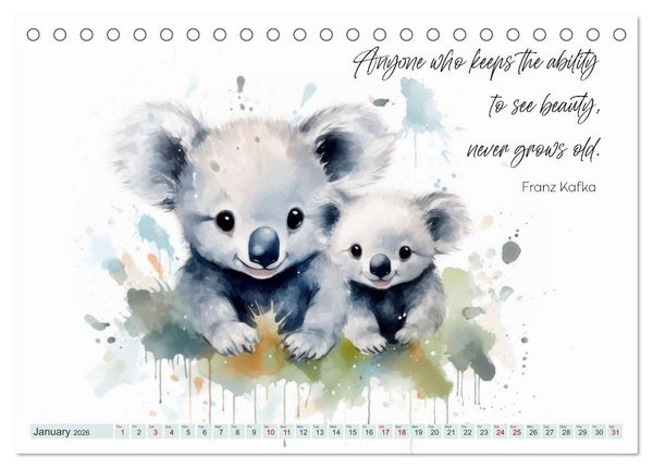 Produktbild: MOTIVATION Sayings with cute animal cubs (Desk Calendar 2026 DIN A5 landscape), CALVENDO 12 Month DeskCalendar