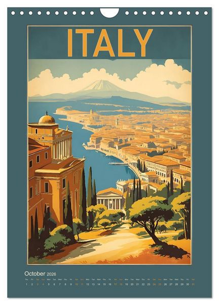 Produktbild: World Travel Posters - Nostalgic Trip Around the Globe (Wall Calendar 2026 DIN A4 portrait), CALVENDO 12 Month Wall Calendar
