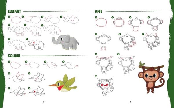 Produktbild: Tiere zeichnen f&uuml;r Kids &ndash; &Uuml;ber 100 kunterbunte Lieblingstiere mit einfachen Formen Schritt-f&uuml;r-Schritt malen lernen