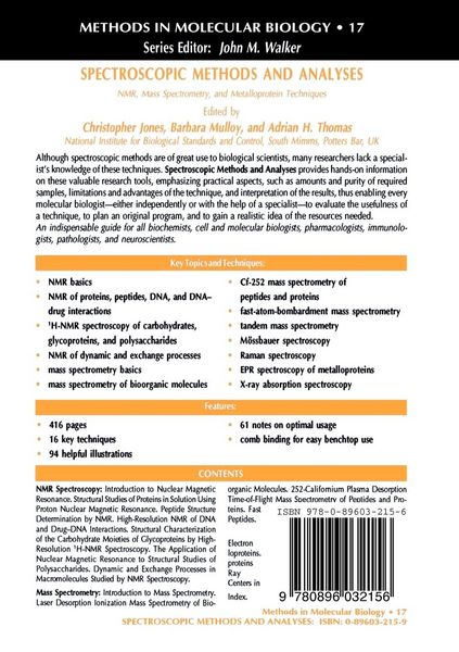 Produktbild: Spectroscopic Methods and Analyses