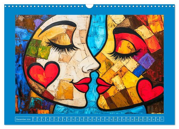 Produktbild: Liebe und Gl&uuml;ck. Abstrakte Kunst im &Ouml;lbilder-Stil (Wandkalender 2026 DIN A3 quer), CALVENDO Monatskalender
